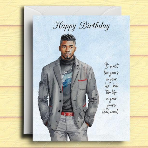 Black Man Birthday Card W